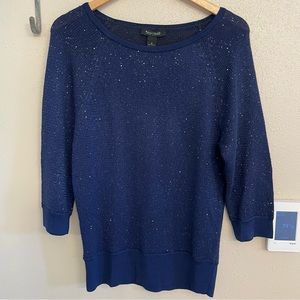 White House Black Market Navy Sequin Sweater
